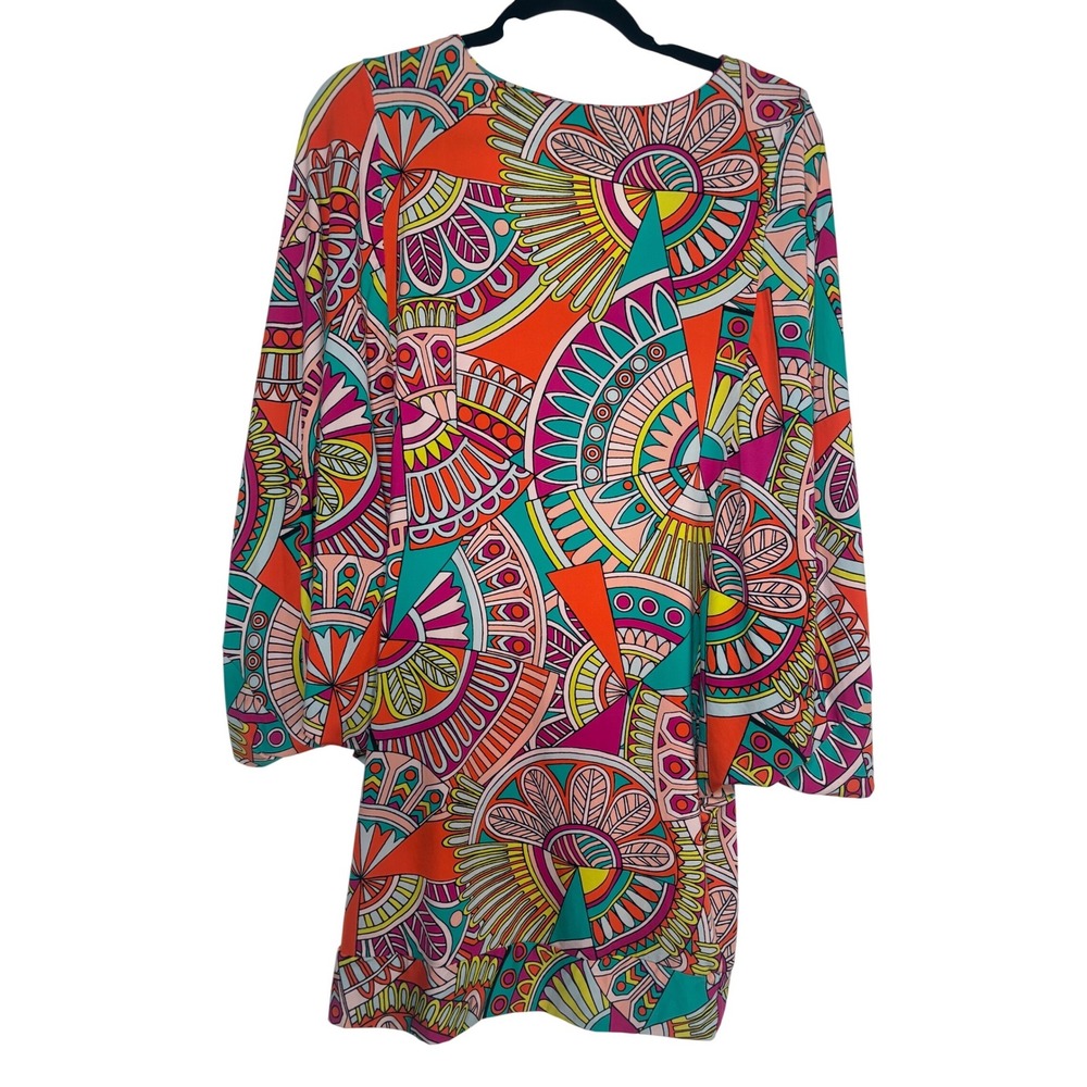 Cremieux Womens Batwing Sleeve Tunic Top Multi-Color Geometric Psychedelic Print - Picture 4 of 11